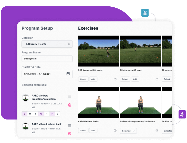Mockup presenting our exercise prescription builder for healthcare clinics