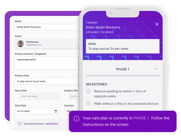 Mockup presenting our treatment plan builder for healthcare clinics